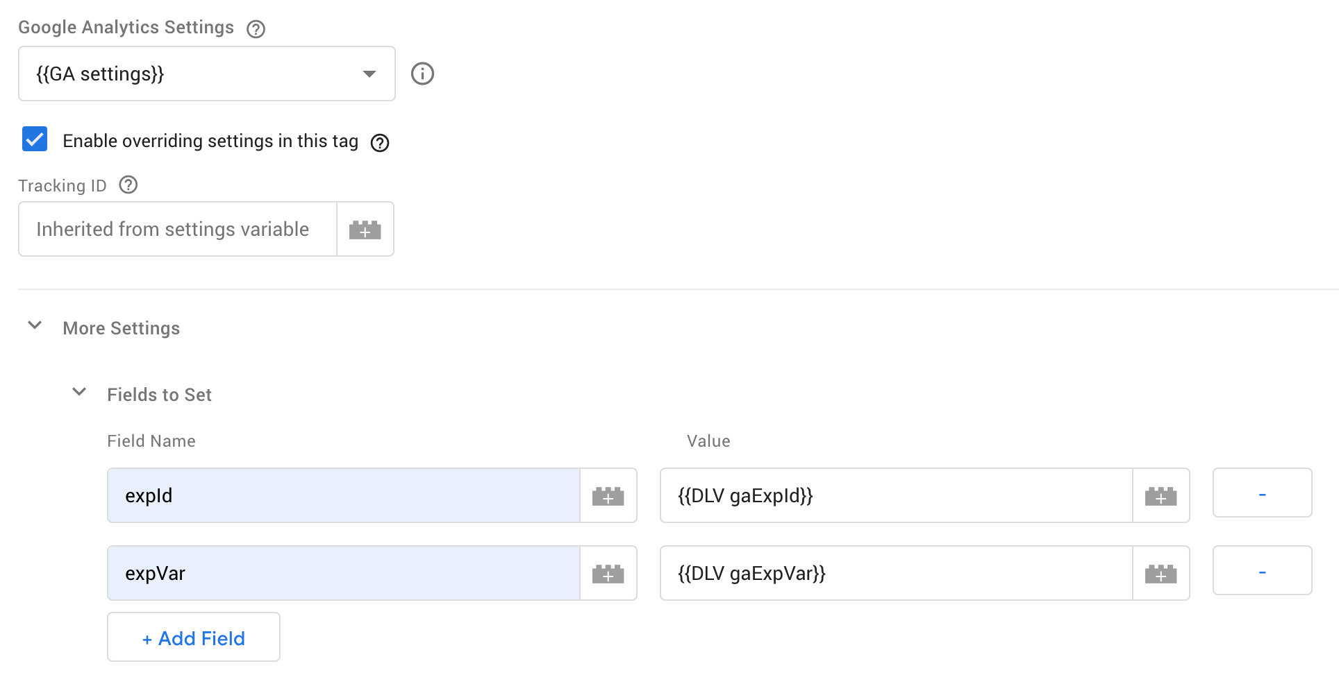 Pass through GTM expVar & expId into GA tag's fields