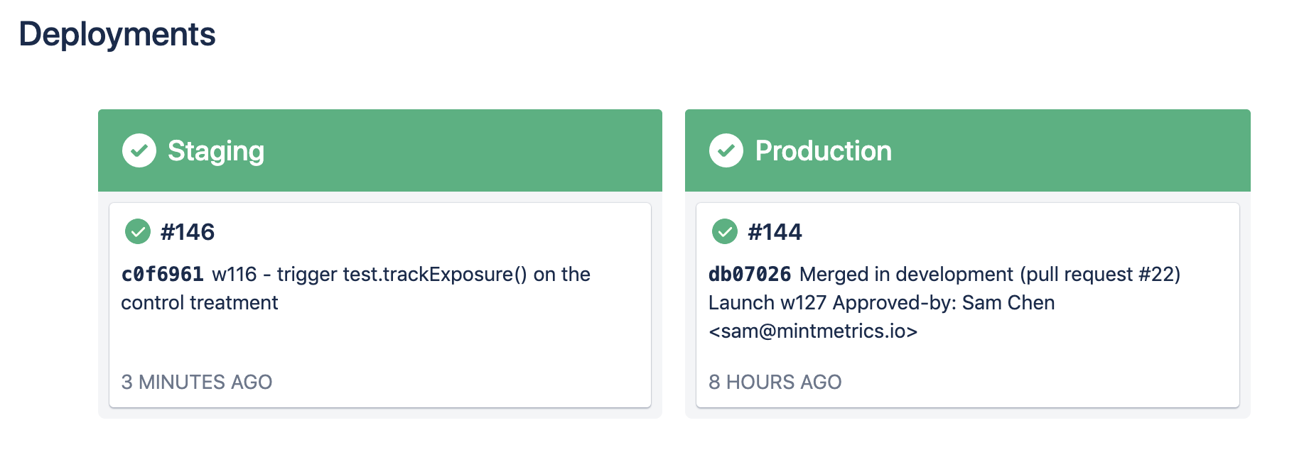 Know what code is running in each environment